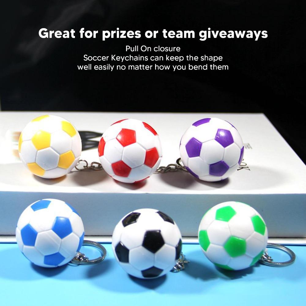 14pcs Pull On Closure Football Keychains Waterproof Design Sport Ball Key Chain Bag Decoration