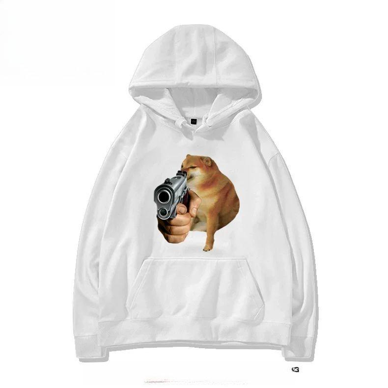 Halloween Obrigado Cão Cheems Escultura de Areia Emoji Estampa Shiba Inu Outono Novo Moda Unissex Quente Solto Plus Esportivo Jaqueta com Capuz