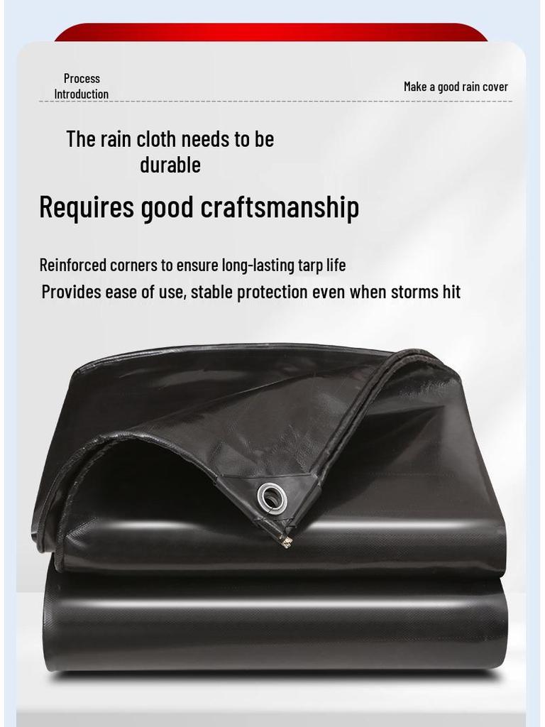 Black PVC Waterproof Anti-Aging Sunshade Tarpaulin - Outdoor Heat Insulation, Rainproof, Sunscreen Oilcloth.