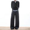 Maillard brown A-shaped wide-leg pants men's autumn and winter thickened heavy-weight abraded pants straight and slightly pulled casual pants