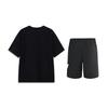 Li Ning Cartoon Big Logo Trendy Comfortable Fashion Short Sleeve Casual Sports Suit Unisex Suit Black YHSU221-1+YKSU157-2