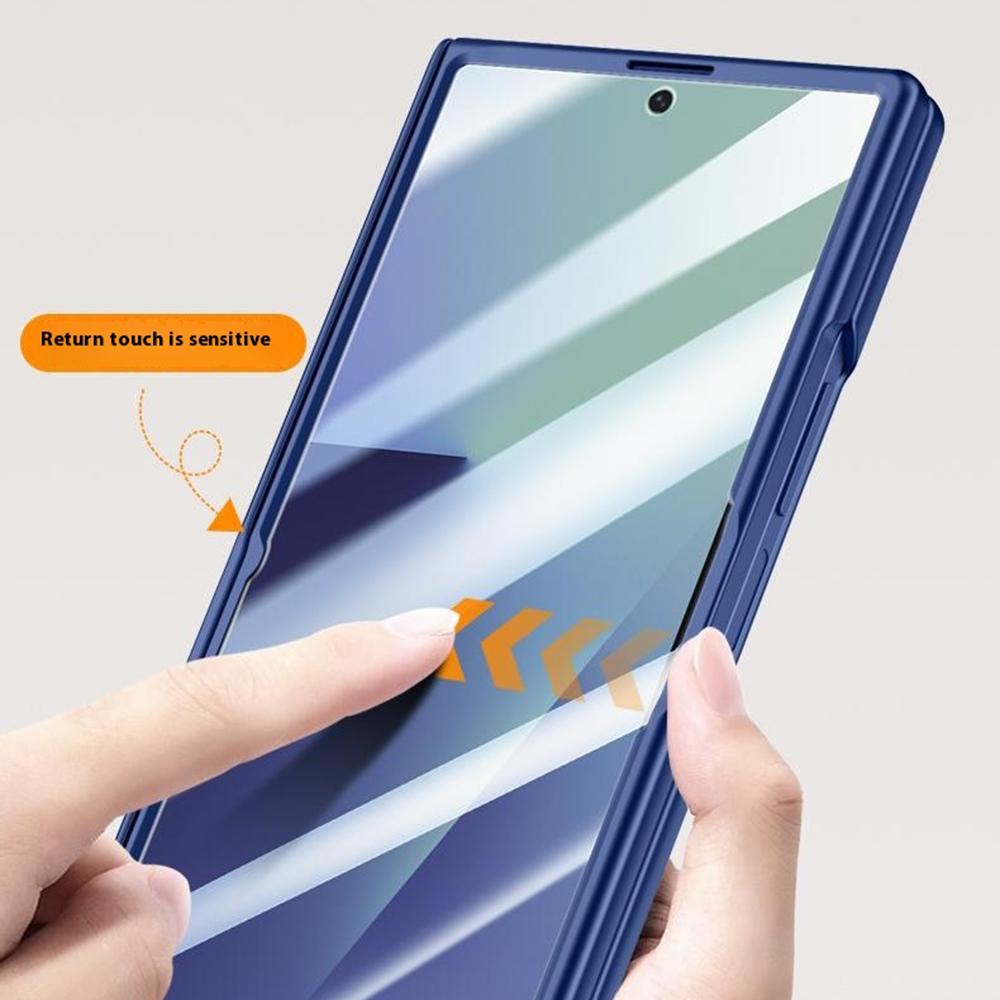 For Samsung Galaxy Z Fold7 5G Magnetic Case Hard PC Phone Cover with HD Tempered Glass Film,Lens Kickstand