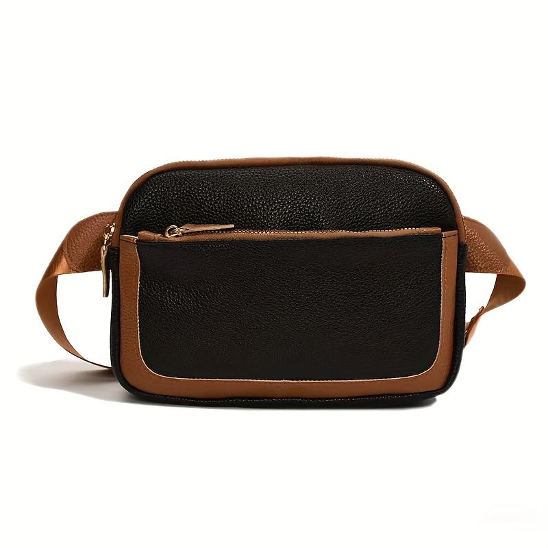 Sac banane pour femme, Mini sac banane bandoulière réglable, Sac banane en cuir pour femme, Sac de poitrine pour femme, Sac à bandoulière brun noir