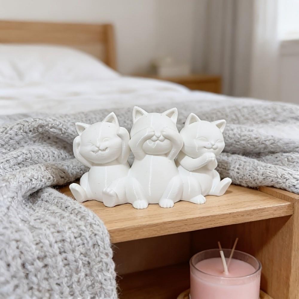 Cartoon Desktop Cat Decorations 3D Printed Cat Ornament Fun Decorative Animals Statues  Gift