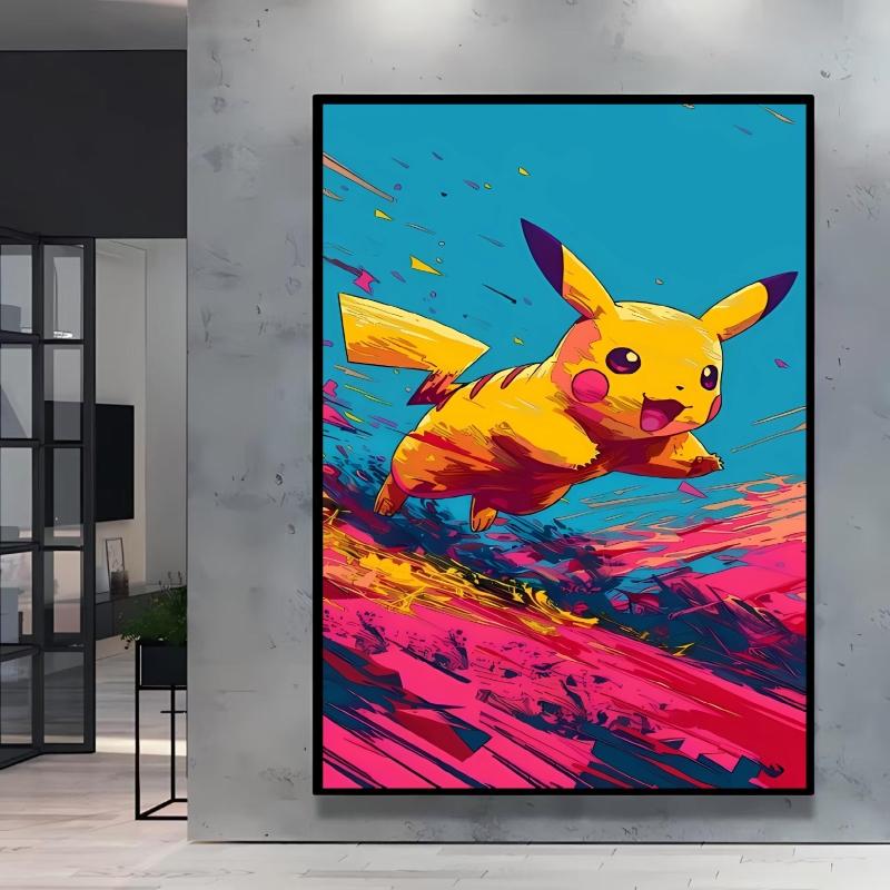 Canvas Art Wall Painting Posters Pokemon Images Pikachu Decor Painting Home Decoration Living Room Decor Paintings Kids Gift