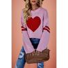 Autumn and Winter Women's Temu Hot-selling Sweaters Contrasting Colors Love Peach Crew Neck Knitted Sweater Valentine's Day