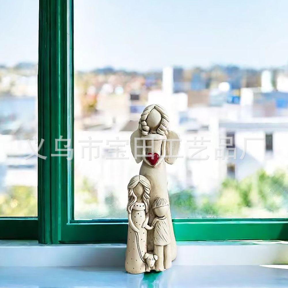 Creative Parent-child Statue Ornament, Healing Family Figure Angel Mother and Daughter Picture Resin Statue
