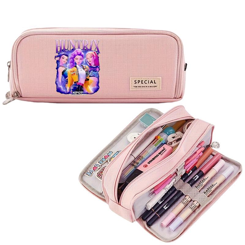 Korean Style Multi-functional Demon Hunter Pencil Case for Students - Three-Layer Oxford Cloth Stationery Box