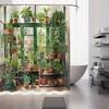 Indoor Garden Shower Curtain Waterproof Fabric Bathroom Curtains Retro Window Plant Pot Bath Screen Divider Home Decor With