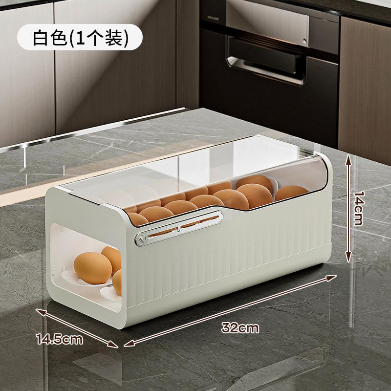 Food-Grade Rolling Egg Organizer Fridge Side Door Egg Storage Tray Specialized Egg Holder Rack for Freshness Preservation