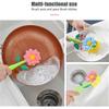 Long-handled dishwashing brush, flower-shaped nylon dishwashing brush, kitchen dishwashing brush with stand