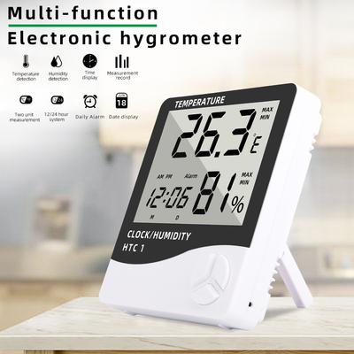 HTC-1 HTC-2 Digitales Temperatur-Feuchtigkeitsmessgerät Elektronisches LCD Innen-Außen-Thermometer Hygrometer Wetterstation Uhr