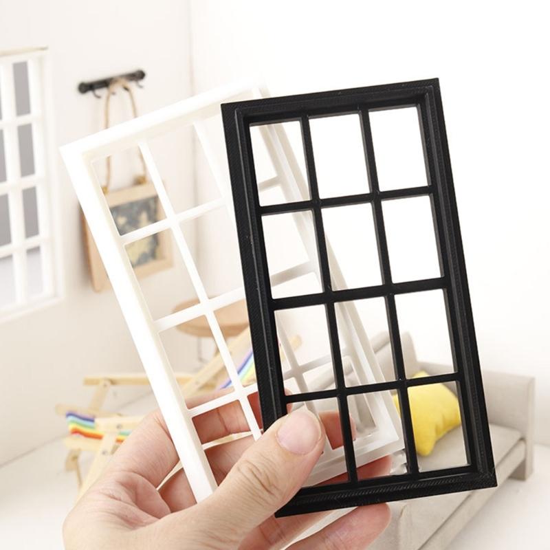 Lightweight Plastic Dollhouses Window 1/12 Scale Miniature Frames For Customizable Home Decors Projects