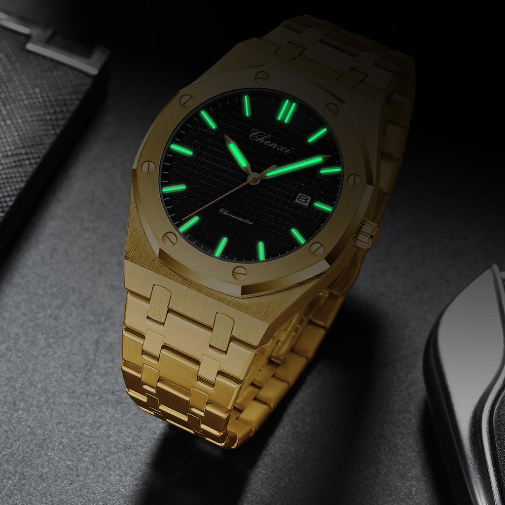 High-end Luxury Man Watch Original Watch Business Casual Gold Stainless Steel Luminous Date Waterproof Wristwatch Quartz Clock