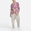 Nike Floral Logo Print Crew Neck Long Sleeve T-Shirt Men Tops Burgundy DM6336-507