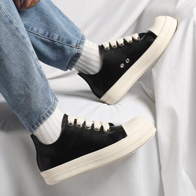 American Casual Board Shoes Thick Sole Heightening Big Head Leather Shoes Men's Trend Sports Commuter Low Top Men's Shoes 6863-R