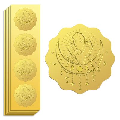 25sheets Plastic Self Adhesive Golden Foil Embossed Stickers Medal Decoration Sticker Moon 5x5cm 4pcs/sheet