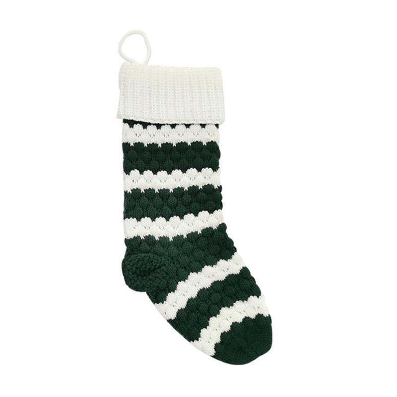 

Christmas Stocking Knitting Socks Gift Bag Hanging Christmas Tree Ornaments Christmas Decorations for 2025 New Year 14x16cm зелений
