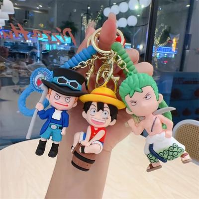 Anime One Piece Keychain Luffy Zoro Nami Chopper Silicone Model Pendant Backpack Decorative Cute Doll Car Carry Mini Lightweight Portable