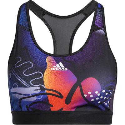 Drst Série Collaboration Artiste Jem Soutien-gorge de sport pull-over ajusté à intensité moyenne en forme de U Femme Sous-vêtements Imprimé Multicolore Blanc GL4364