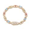 European and American hip-hop style color zircon geometric chain 1111 spring Xiaoxiangfeng full of men's and women's colored jewelry accessories