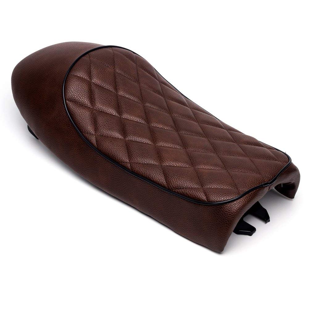 Karun Vintage Retro Cafe Racer Seat for CB, CL, SR, XJ, GS, and KZ (Diamond Hump, Brown)