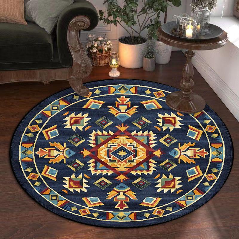 Bohemian Style Round Carpet Non-slip Living Room Rugs Study Decoration Chair Mat Soft Cute Girl Room Decor Carpets Easy Cleaning