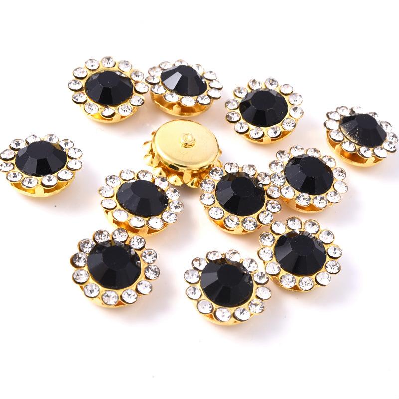 Sun Flower Claw Diamond, Glass Flower-Shaped Rhinestone Buckle Hand Seam Diamond, Round Flower Plate Grab Diamond Diy Jewelry Button Decoration