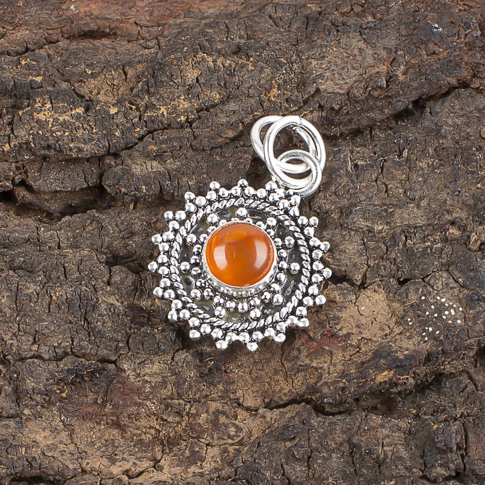 Karneol Anhänger, Natur Edelstein 925 Massiv Sterlingsilber Anhänger, Handgefertigter Schmuck, Geburtstags- und Jubiläumsgeschenk für Sie