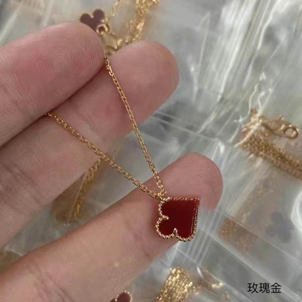 V Gold Four-leaf Clover Plated 18K Gold Necklace with Jewelry Women's High Version White Fritillary Rose Gold Pendant Light Luxury Niche