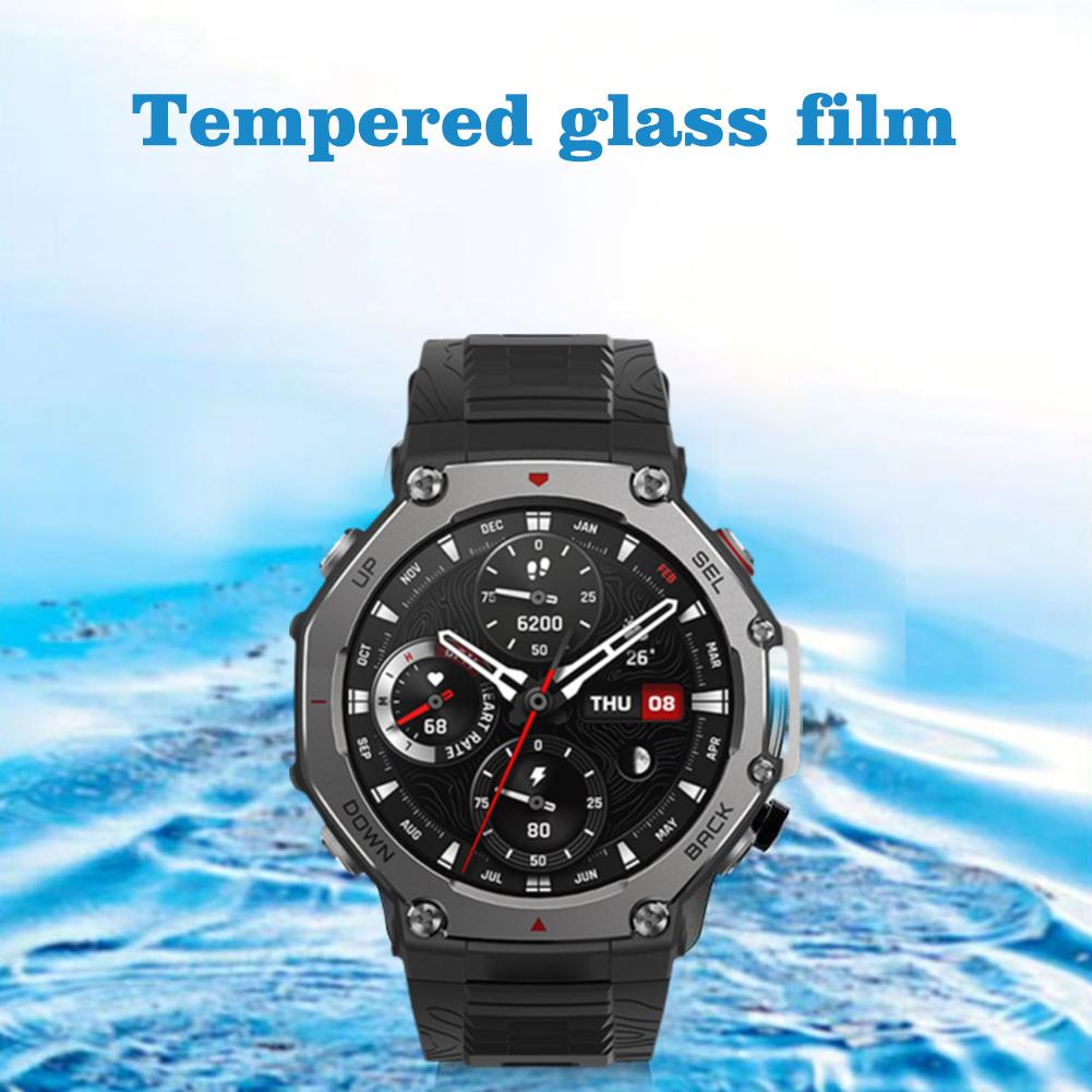 Tempered Glass Screen Protector for Amazfit T-Rex 3 Full Coverage Anti-Scratch HD Clear Protective Film for Smart Watch Daily