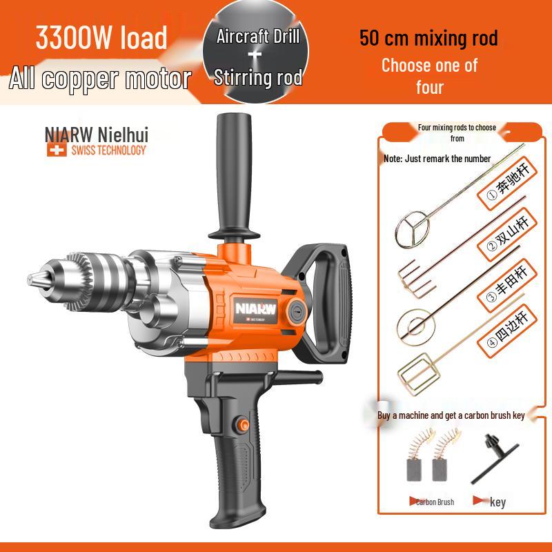 High-Power Electric Drill & Mixer for Concrete, Paint, and Cement