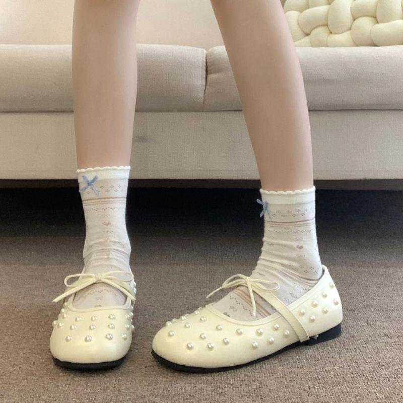 Perleťové Baleríny s Mašlí Dámské Elegantní Šaty Mary Jane Boty Jaro Podzim Jednoduché Nazouvací Zapatos De Mujer