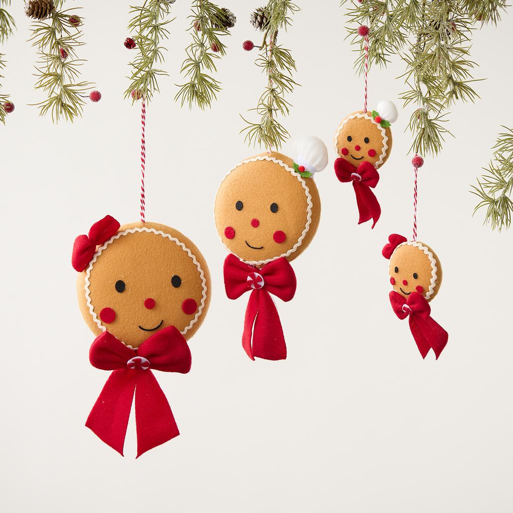 1/4PCS Christmas Gingerbread Man with Bow Creative Tree Hang Festival Gift Birthday Party Decoration Props