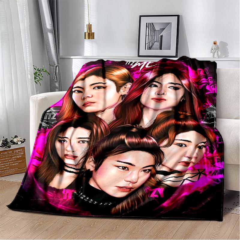3D KPOP ITZY Star Soft Plush Blanket,Flannel Throw Blanket for Living Room Bedroom Bed Sofa Cover Gift