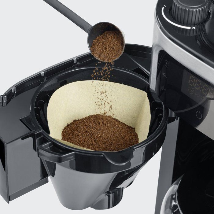 Cafetière filtre avec broyeur intégré - SEVERIN - KA4813 - Machine à café écran tactile - verseuse 10 tasses - Noir/Inox