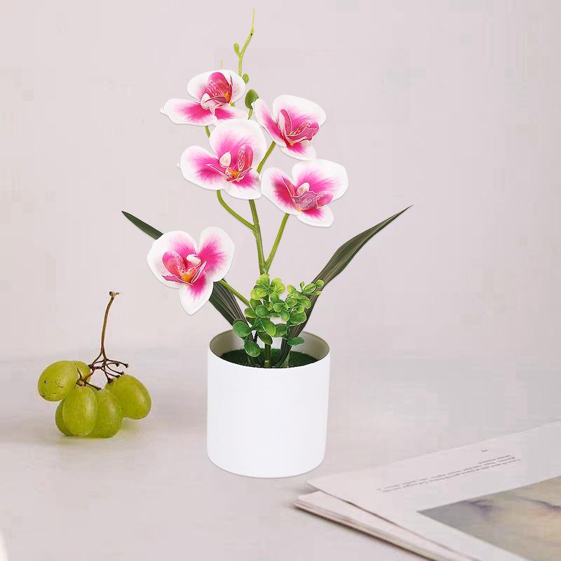 5 Heads Artificial Butterfly Orchid Potted Bonsai Home Garden Balcony Desktop Bedroom Living Room Decoration Fake Plants Bonsai