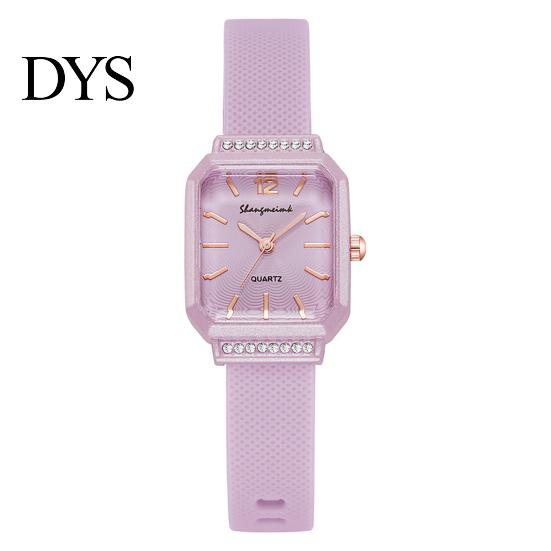 Fashionable Women Watch Silicone Square Dial Quartz Wristwatch Rhinestone Minimalist Ladies Timepiece Dress for Casual Formal Office Party Dating