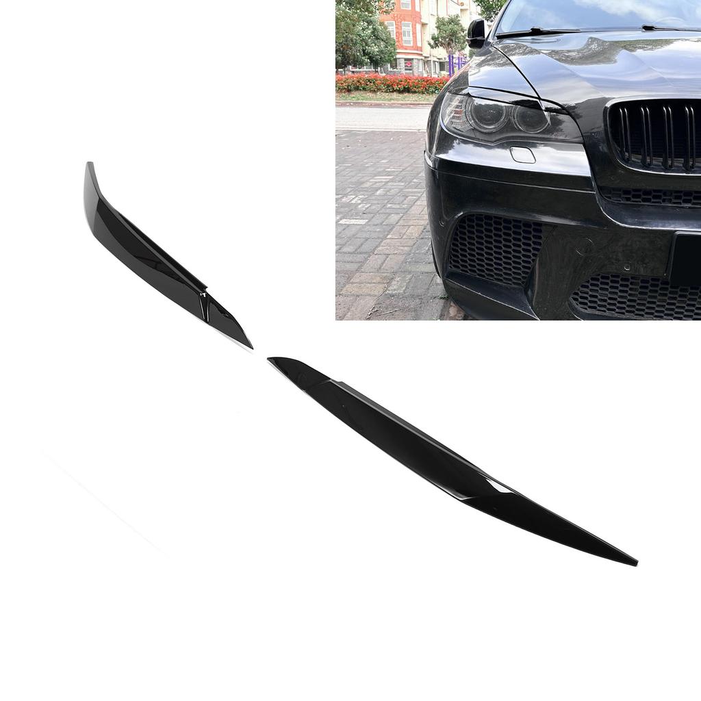 1 Pair Headlight Eyebrow Decorative Trim Left Right Headlamp Eyebrow Strip Trim for X6 E71 2008 to 2014