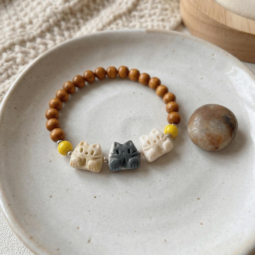 Cute Biscuit Cat Bracelet Adjustable Cat Beads Bracelet Fashion Friendship Bracelet  Friends