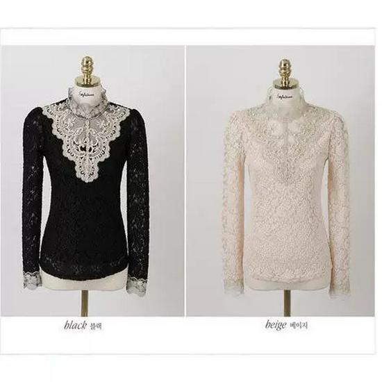 New Plus Size Korean Slim Fit Lace Shirt for Women