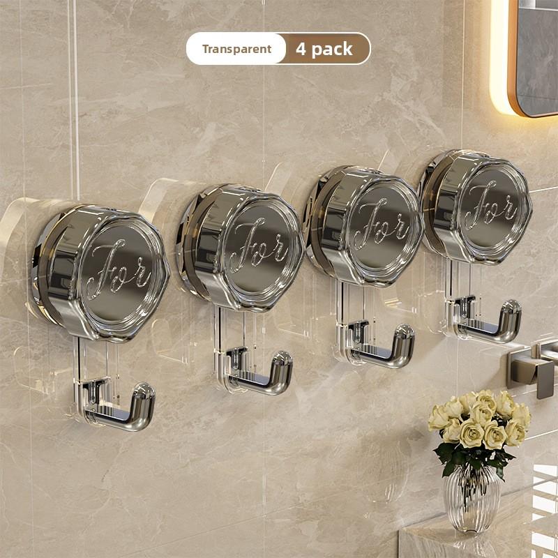 Vacuum Rotating Suction Hook with Heavy-load Adhesive Hook, No Drilling Required, for Bathroom Wall Clothes Hanger