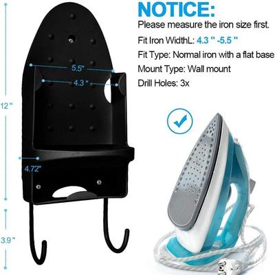 Portable Iron Holder Hotel Household Ironing Board Hanger Black White Wall Mount Iron Storage Rack Home Storage Supplies