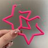 Colorful Earrings with Fluorescent Effect, Featuring Exaggerated Personality, Five-pointed Star-shaped Ear Holes, Ear Clips and Dangling Fringes.