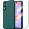 Hülle für Samsung Galaxy A37 5G, Slim Flüssigsilikon Kratzfest - Nachtgrün - 2 Gehärtete Gläser