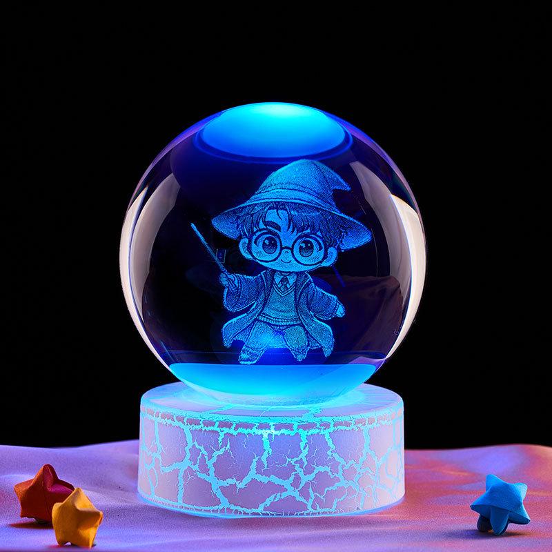 Harry Potter Crystal Ball Music Box with Warm Light Base - Desktop Night Light Souvenir Ornament