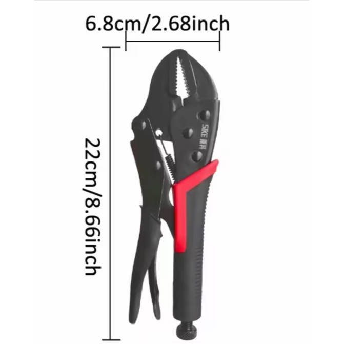1-pack Heavy-duty Manual Locking Pliers, 10-inch Electrophoresis Straight and Round Jaw Locking Pliers