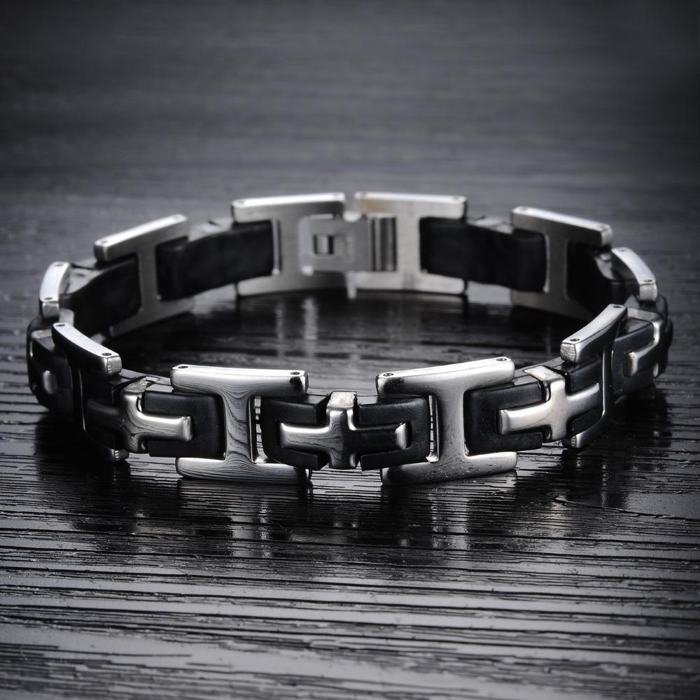 Classic Men's Cross Bracelets 316L Stainless Steel Silicone Bracelet for Man Male Jewelry Friendship Men's Bangles on Hand