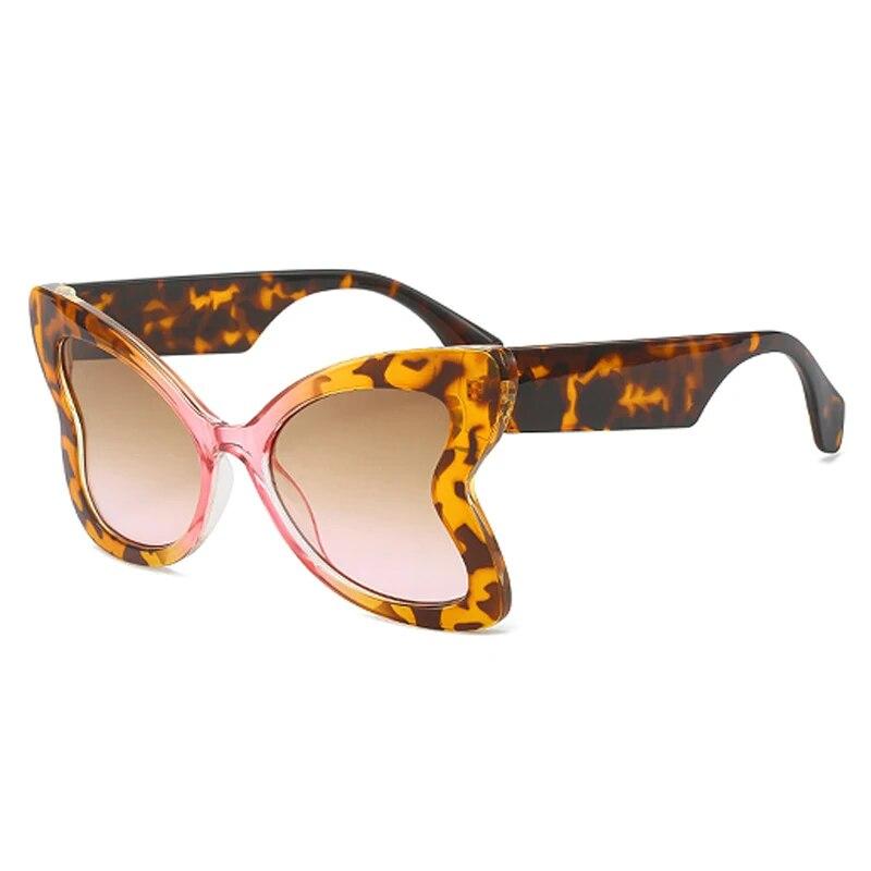Ladies Retro Butterfly Elegant Sunglasses Large-frame Glasses