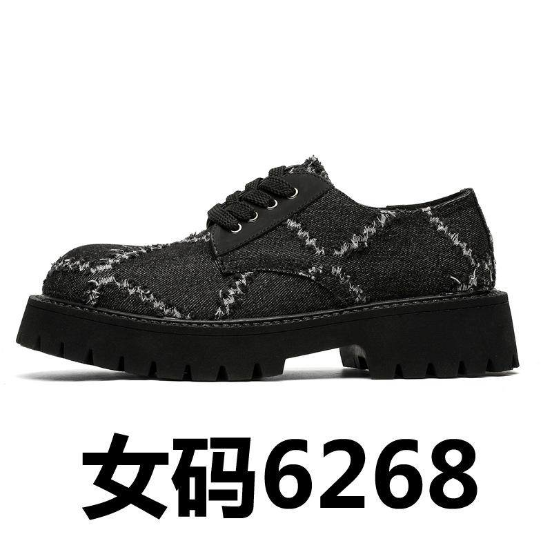 

Туфли дерби, кожаные туфли с большой головкой, мужские 2025, новые зимние с увеличением высоты, черные свадебные туфли для жениха 9268-J 40